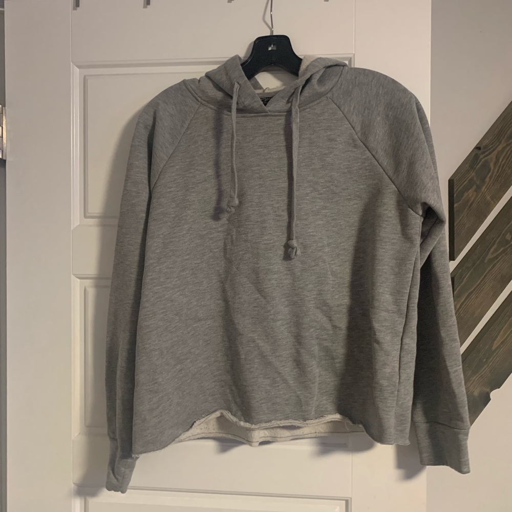 Topshop Cropped Grey Hoodie